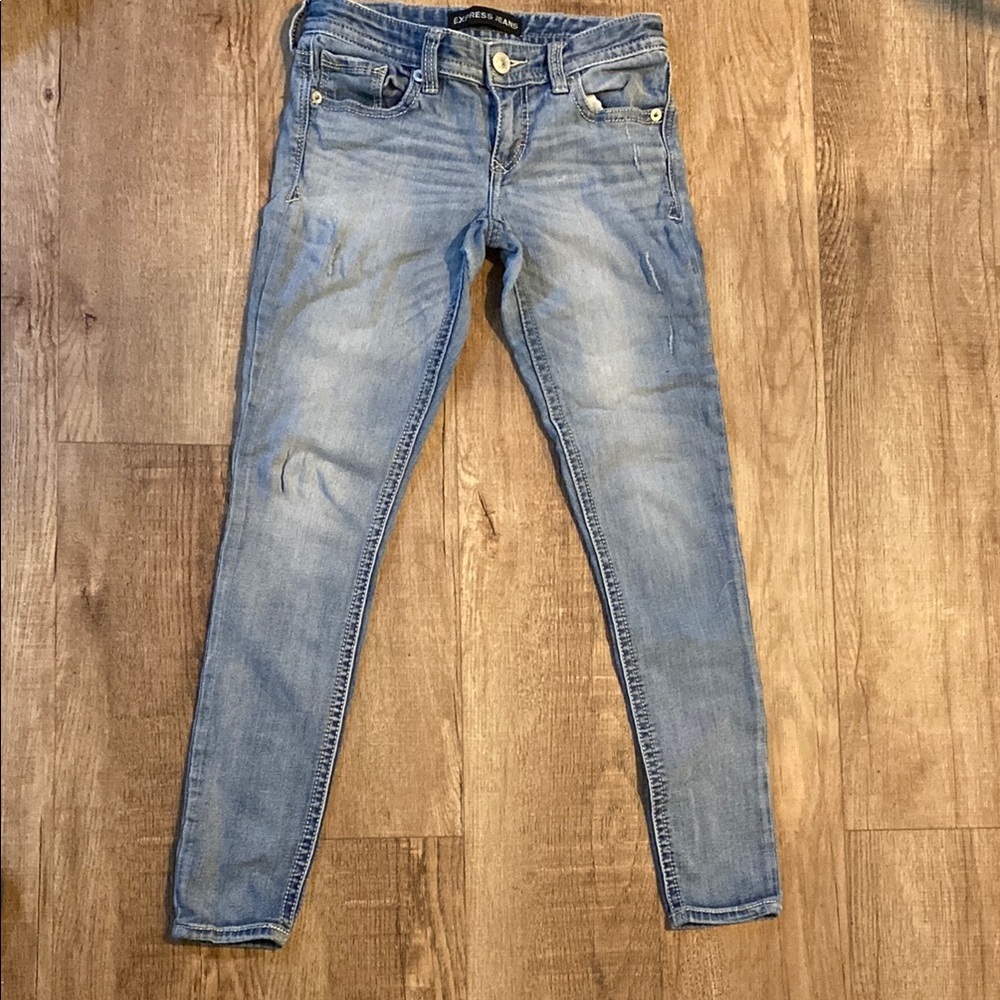 Express Blue express Skinny Jeans Distressed Casual #002